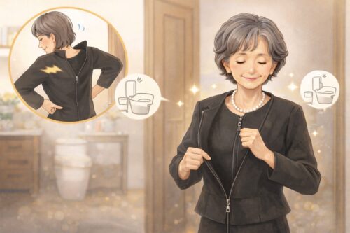 シニア世代の喪服は”前開き”が正解