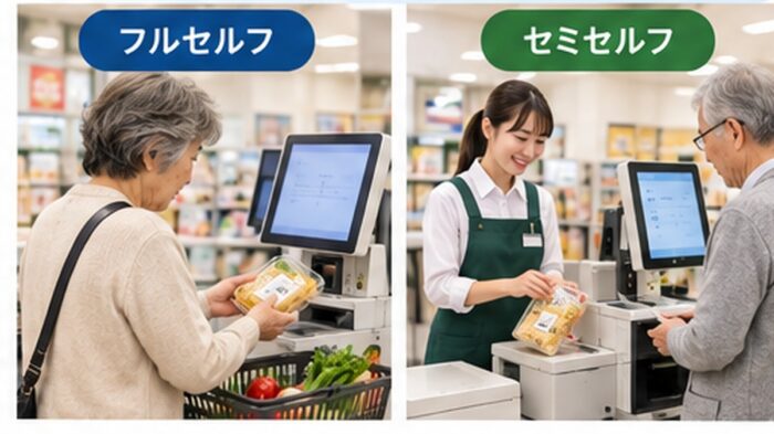 フルセルフレジとセミセルフレジの見た目と使い方の違い