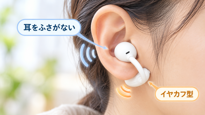 ミライスピーカーEarを正しく装着したイメージ