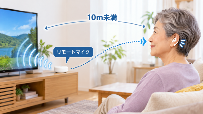 ミライスピーカーEarのリモートマイクの使い方を示す図