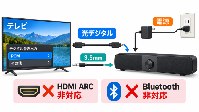 テレビとMIRAI SPEAKER Stereoの接続方法
