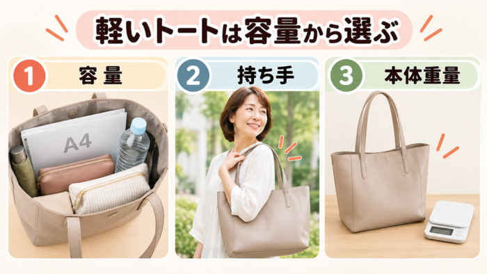 軽いトートバッグを選ぶときの容量と重さの確認ポイント