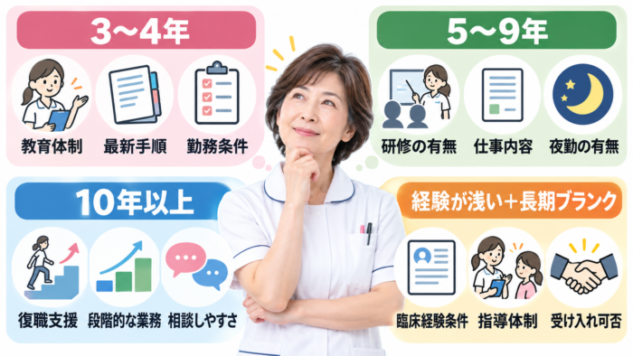 看護師のブランク年数ごとに求人で確認したいポイント
