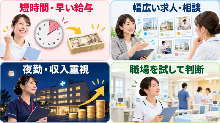 看護師のスキマバイトを目的別に選ぶ4つの基準