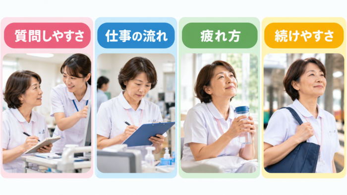 看護師がお試し勤務で確認したい4つのポイント
