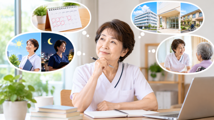 60代の看護師が無理のないスキマバイトを考える場面