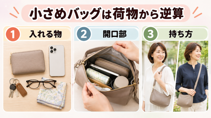 小さめバッグを選ぶときに確認したい荷物と持ち方